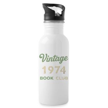 Cadeau rétro de l’année de naissance vintage du club de lecture 1974 - Gourde avec paille intégrée - blanc - Droite
