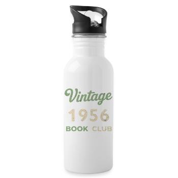 Vintage 1956 Book Club Retro Geburtsjahr Geschenk - Trinkflasche mit integriertem Trinkhalm - Weiß - Rechts