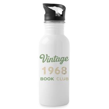 Vintage 1968 Book Club Retro Geburtsjahr Geschenk - Trinkflasche mit integriertem Trinkhalm - Weiß - Rechts