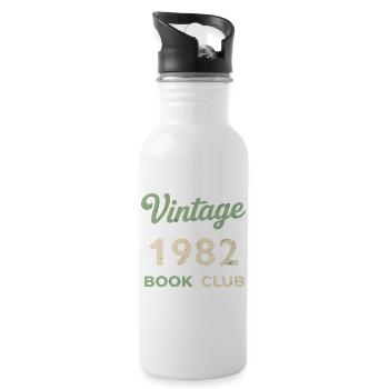 Vintage 1982 Book Club Retro Geburtsjahr Geschenk - Trinkflasche mit integriertem Trinkhalm - Weiß - Rechts