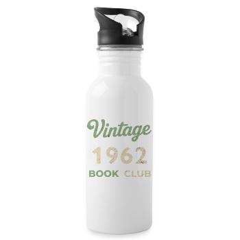 Vintage 1962 Book Club Retro Birth Year Gift - Water bottle with straw - white - Right
