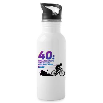 40th Birthday Gravel Biking Adventure Tee - Water bottle with straw - white - Right