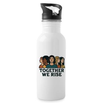 Gemeinsam Stehen Wir Auf - Trinkflasche mit integriertem Trinkhalm - Weiß - Rechts