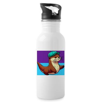 loutre - Gourde avec paille intégrée - blanc - Droite