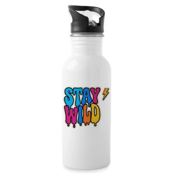 ​Stay Wild Neon Graffiti Typography - Water bottle with straw - white - Right