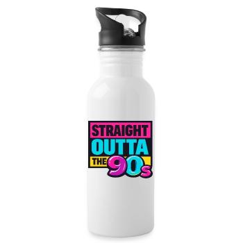 Straight Outta The 90s Neon - Water bottle with straw - white - Right