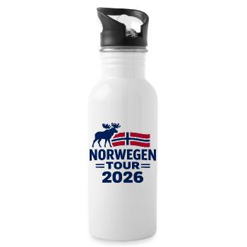 Norwegen Tour 2026 Geschenk Abenteuer - Trinkflasche mit integriertem Trinkhalm - Weiß - Rechts