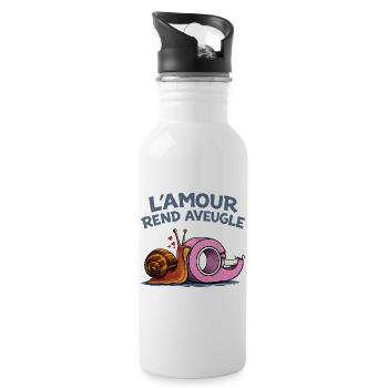 L’amour rend aveugle – humour escargot scotch - Gourde avec paille intégrée - blanc - Droite