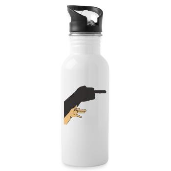 Schatten eines Hundes oder nicht - Trinkflasche mit integriertem Trinkhalm - Weiß - Rechts
