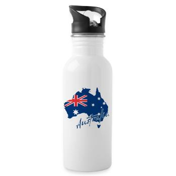 Map with the flag of Australia, I love Australia - Water bottle with straw - white - Right