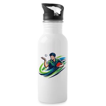 Table Tennis Serve Shirt Ping Pong Player - Water bottle with straw - white - Right