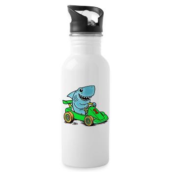 Hai Racer Go-Kart Abenteuer - Trinkflasche mit integriertem Trinkhalm - Weiß - Rechts