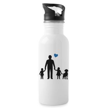 Silhouette du chien du Père et des enfants - Gourde avec paille intégrée - blanc - Droite
