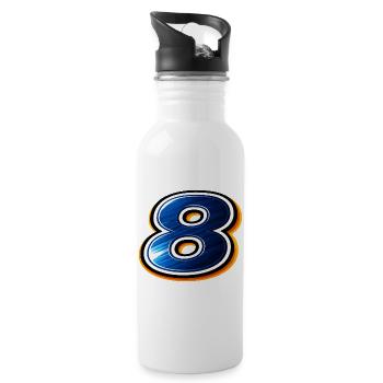 Chemise de football numéro 8 design sportif - Gourde avec paille intégrée - blanc - Droite