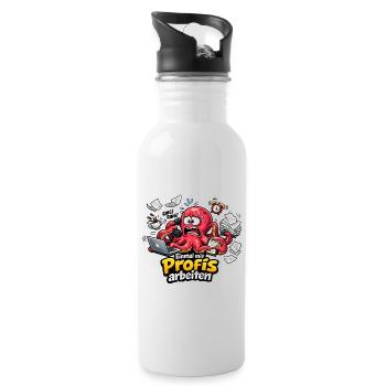 Einmal mit Profis Arbeiten Büro Oktopus - Trinkflasche mit integriertem Trinkhalm - Weiß - Rechts