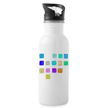 Colored Pencil Colors Squares Pattern - Abstract - Water bottle with straw - white - Right