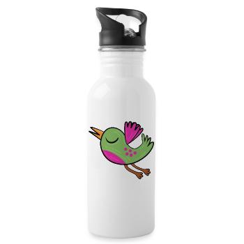 Little Green Bird - Water bottle with straw - white - Right
