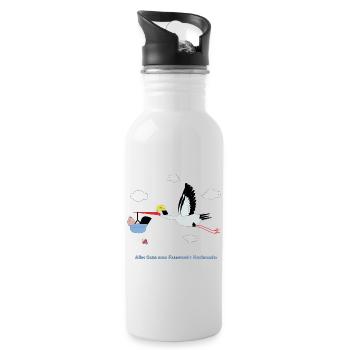 Alle Gute zum Feuerwehrnachwuchs - Buben - Trinkflasche mit integriertem Trinkhalm - Weiß - Rechts