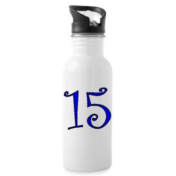 15. 15 ANS. 15e ANNIVERSAIRE. ANNIVERSAIRE 15 ANS. - Gourde avec paille intégrée - blanc - Droite