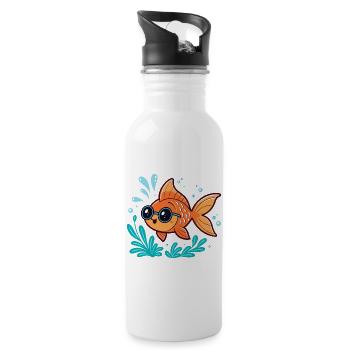 Orange Fish Aquatic Scope - Water bottle with straw - white - Right