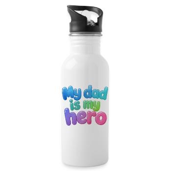 My Father Is My Hero Bubbel Design - Water bottle with straw - white - Right