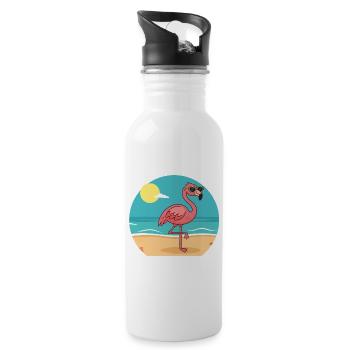 Bronzage de flamants roses n°2 - Gourde avec paille intégrée - blanc - Droite