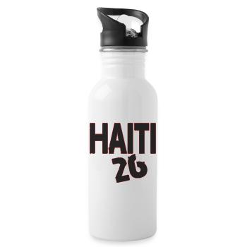 Happy Haitian Flag Day - Water bottle with straw - white - Right