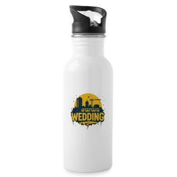 Berlin Wedding Graffiti "Skyline"-Urban Streetwear - Water bottle with straw - white - Right