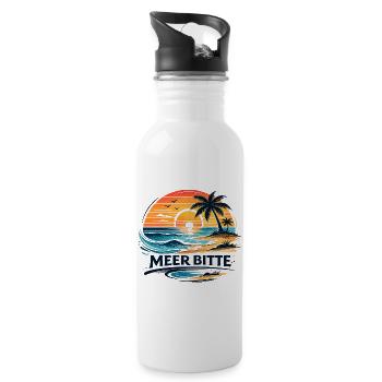 Meer Bitte Sonnenuntergang Strand Urlaub - Trinkflasche mit integriertem Trinkhalm - Weiß - Rechts