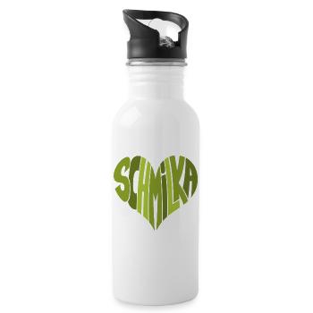 Schmilka, Bad Schandau Cœur design en nuances de vert - Gourde avec paille intégrée - blanc - Droite