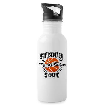 Senior 2026 Basketball – Die letzte Wurfklasse - Trinkflasche mit integriertem Trinkhalm - Weiß - Rechts