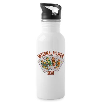 Skat: The Internal Power (Kopfarbeit) - Trinkflasche mit integriertem Trinkhalm - Weiß - Rechts