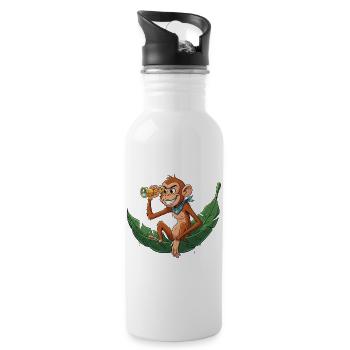 Adventure monkey with telescope - Water bottle with straw - white - Right