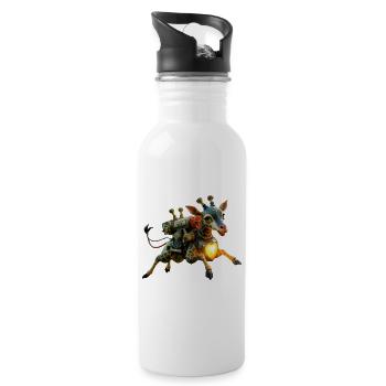 Steampunk-Giraffen-Beleuchtetes Herz - Trinkflasche mit integriertem Trinkhalm - Weiß - Rechts
