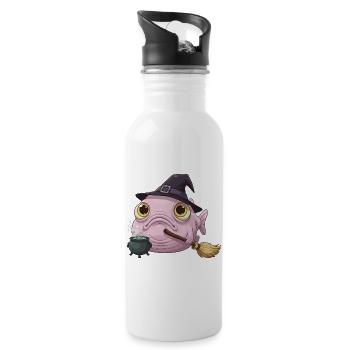 Poisson-Blobfish Drôle - Chapeau de Sorcière et Chaudron Magique - Gourde avec paille intégrée - blanc - Droite