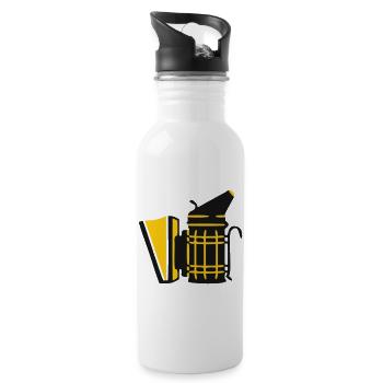 Beekeeper Smoker Beekeeping Bee Whisperer Logo - Water bottle with straw - white - Right