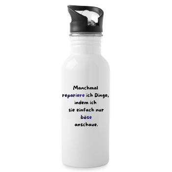 Instandhaltung T-Shirt Lustiges Geschenk Handwerk! - Trinkflasche mit integriertem Trinkhalm - Weiß - Rechts