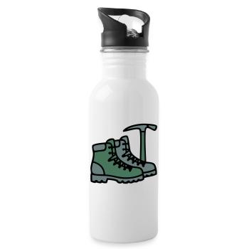 Wanderschuhe Eispickel Bergsteiger Alpen Wanderer - Trinkflasche mit integriertem Trinkhalm - Weiß - Rechts