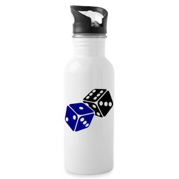 Blauer Würfel Minimal-Design - Trinkflasche mit integriertem Trinkhalm - Weiß - Rechts