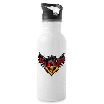 Soccer Germany Coat of Arms - Water bottle with straw - white - Right