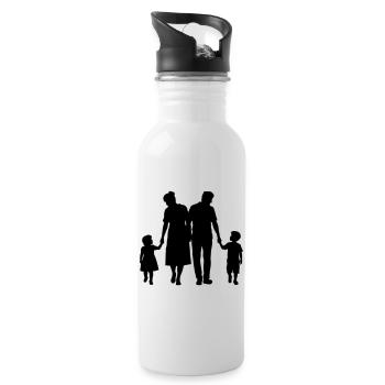 Familie Silhouette Liebe Kinder Eltern Mama Papa - Trinkflasche mit integriertem Trinkhalm - Weiß - Rechts