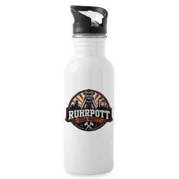 Ruhrpott Oda Watt – Industrie & Bergbau Ruhrgebiet - Trinkflasche mit integriertem Trinkhalm - Weiß - Rechts