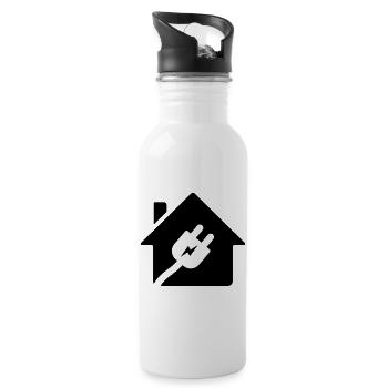 Elektriker Haus Stecker Logo - Trinkflasche mit integriertem Trinkhalm - Weiß - Rechts