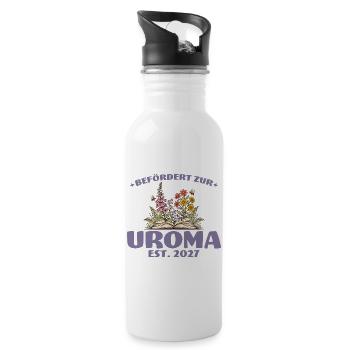 Befördert Zur Uroma 2027 Schwangerschaft Geschenk - Trinkflasche mit integriertem Trinkhalm - Weiß - Rechts