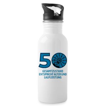 HU Juli 2026 - 50 Jahre - Geburtstag Geschenk - Trinkflasche mit integriertem Trinkhalm - Weiß - Rechts