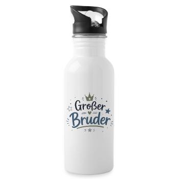 Großer Bruder Stolz Krone Liebe - Trinkflasche mit integriertem Trinkhalm - Weiß - Rechts