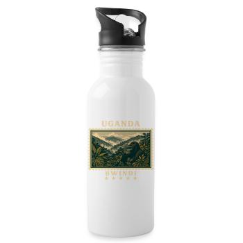 Marque de voyage vintage Uganda Bwindi - Gourde avec paille intégrée - blanc - Droite