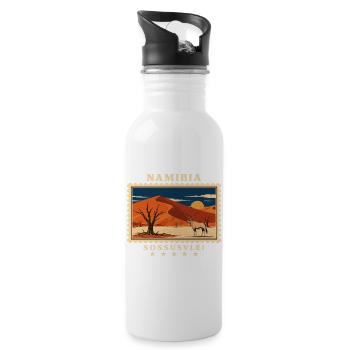 Namibia Sossusvlei Vintage Travel Brand - Water bottle with straw - white - Right