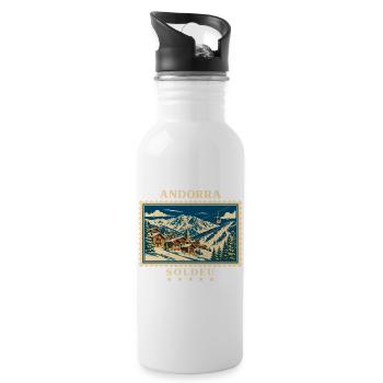 Andorra Soldeu Vintage Reisemarke - Trinkflasche mit integriertem Trinkhalm - Weiß - Rechts