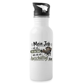 Beschäftigt tun wie ein faules Faultier - Trinkflasche mit integriertem Trinkhalm - Weiß - Rechts